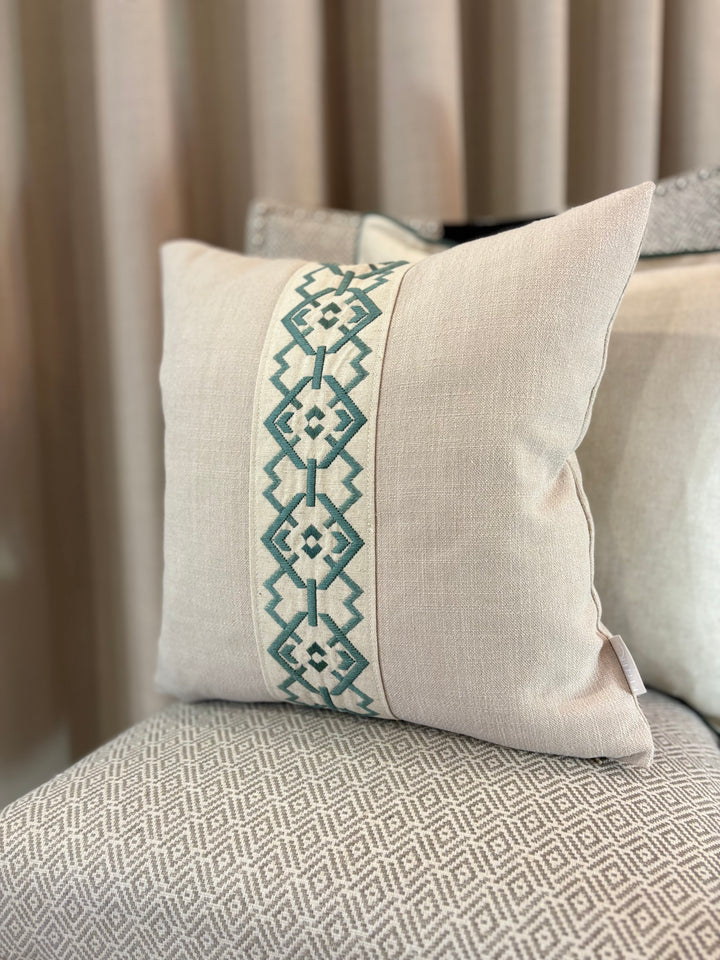 Eman Cushion Croix Celadon Green