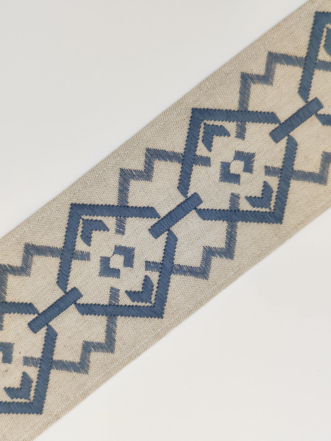 Roman Blinds with Croix Trim in Squadron Blue