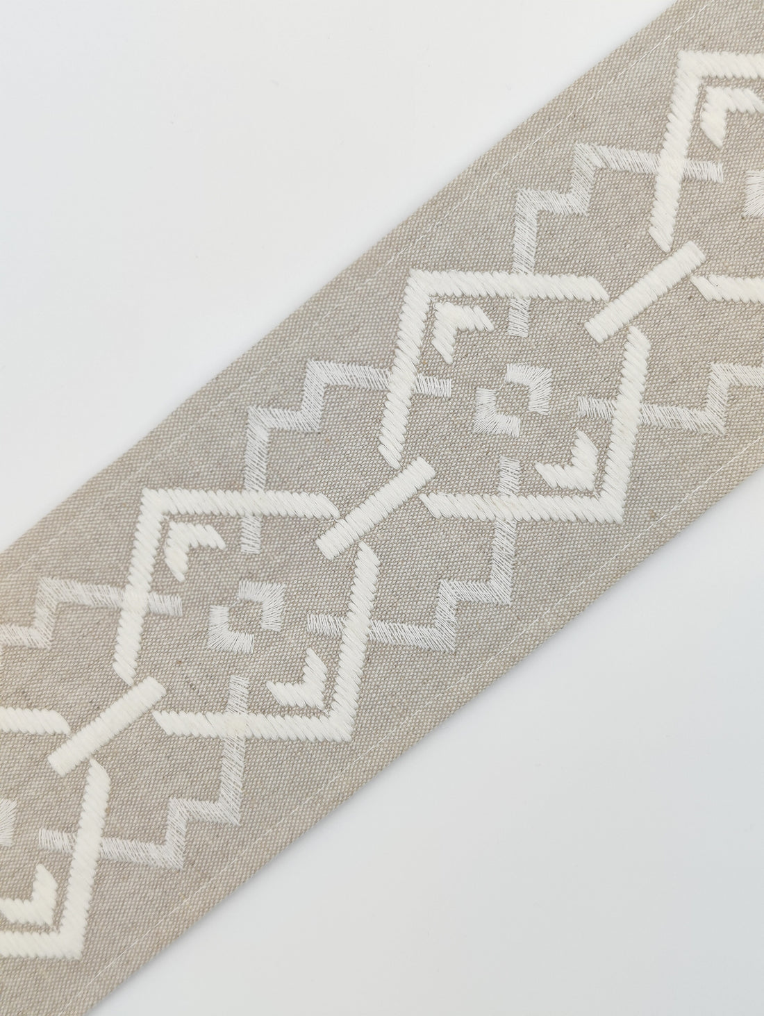 Roman Blinds with Croix Trim in Nimbus White