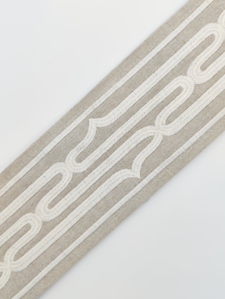 Curtains with Rollo Trim in Nimbus White - Single