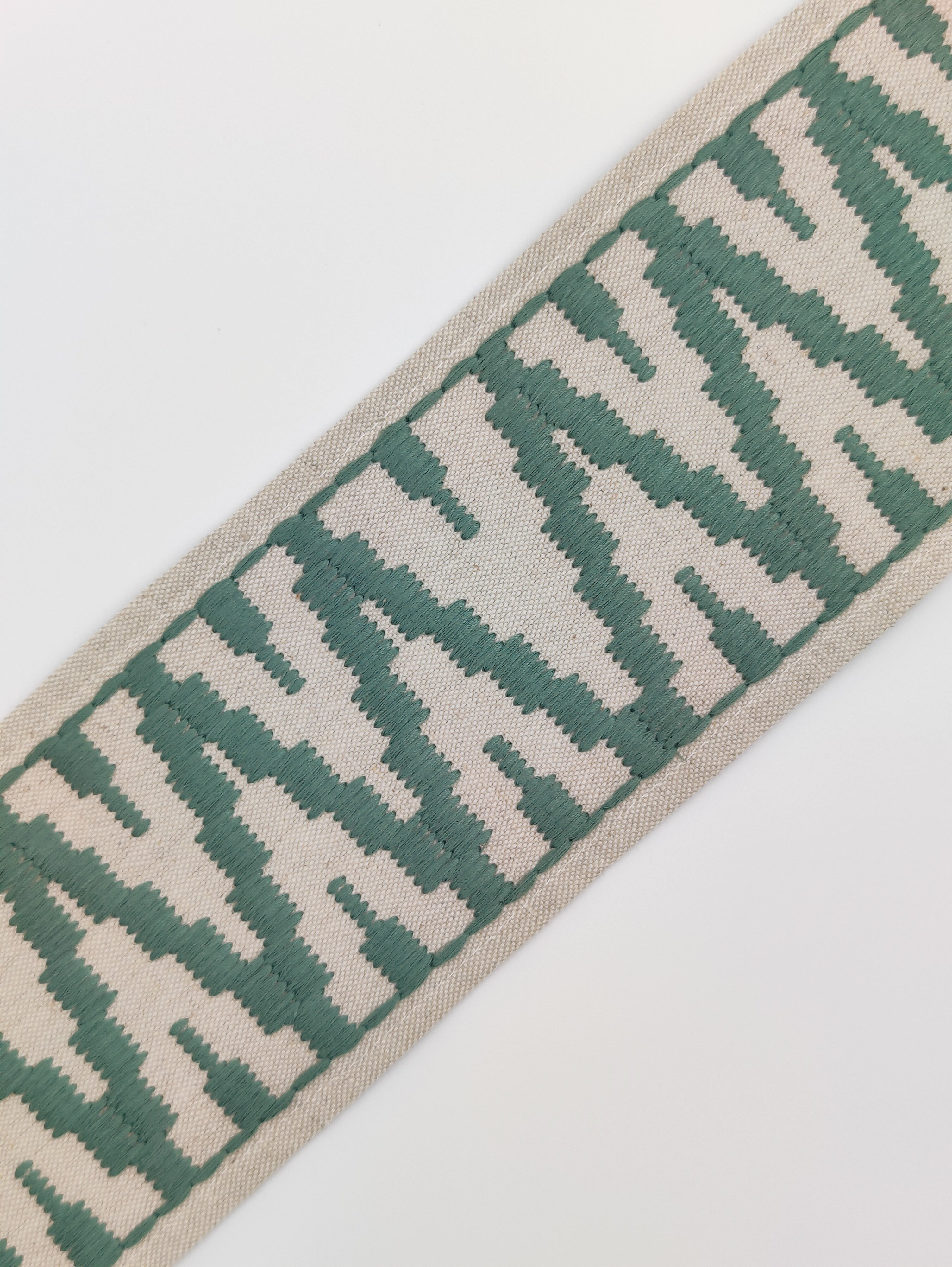 Curtains with Yaya Trim in Celadon Green - Single