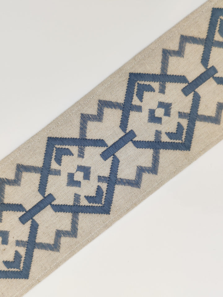 Curtains with Croix Trim in Squadron Blue - Single