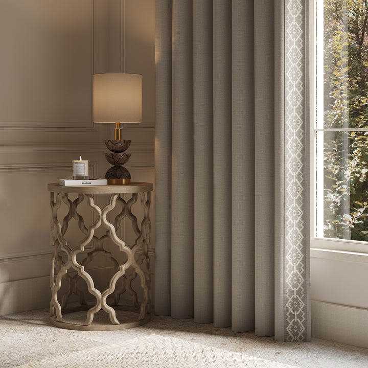 Curtains with Croix Trim in Nimbus White  - Single
