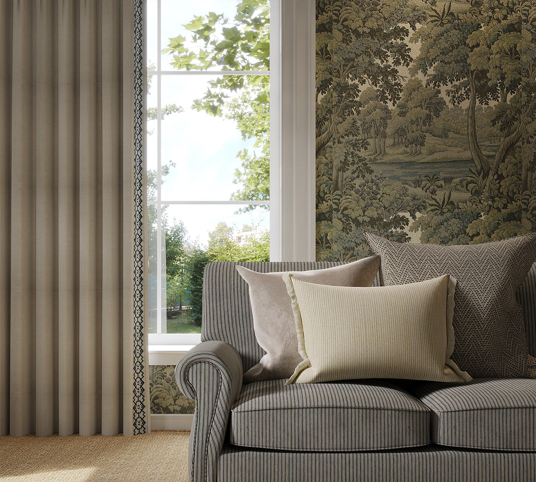 Curtains with Croix Trim in Squadron Blue