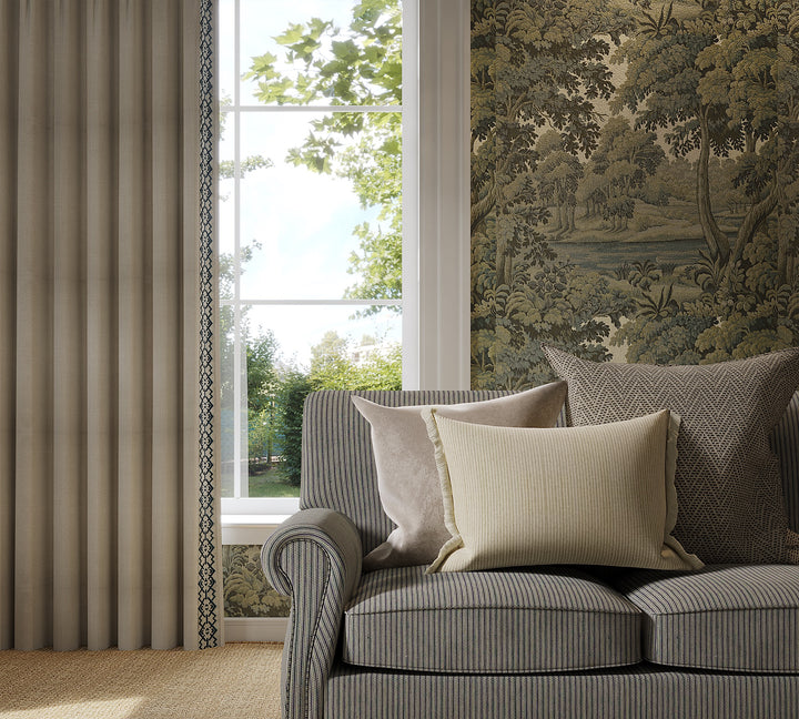 Curtains with Croix Trim in Squadron Blue - Single