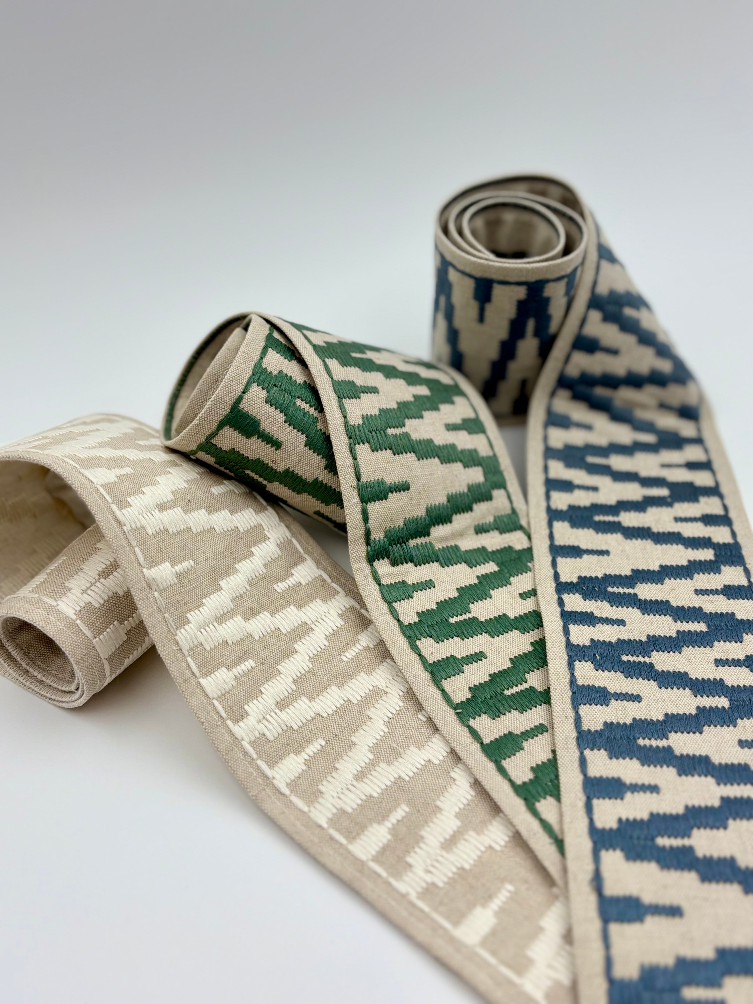 Curtains with Yaya Trim in Celadon Green - Single