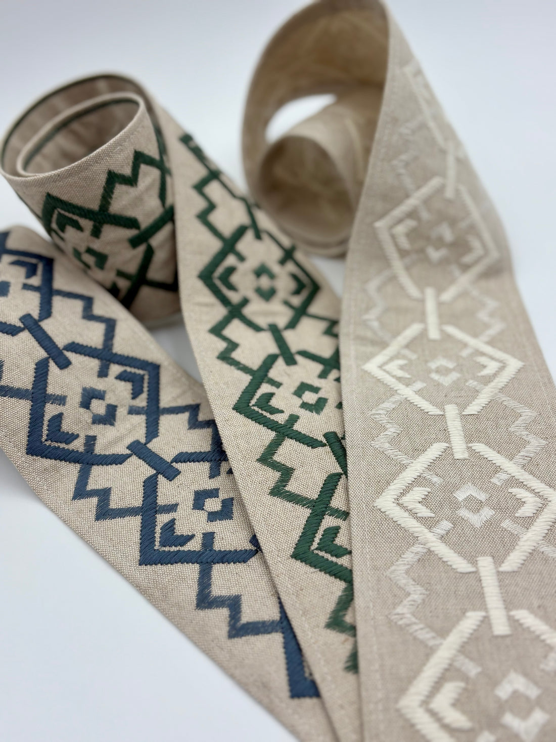 Roman Blinds with Croix Trim in Nimbus White