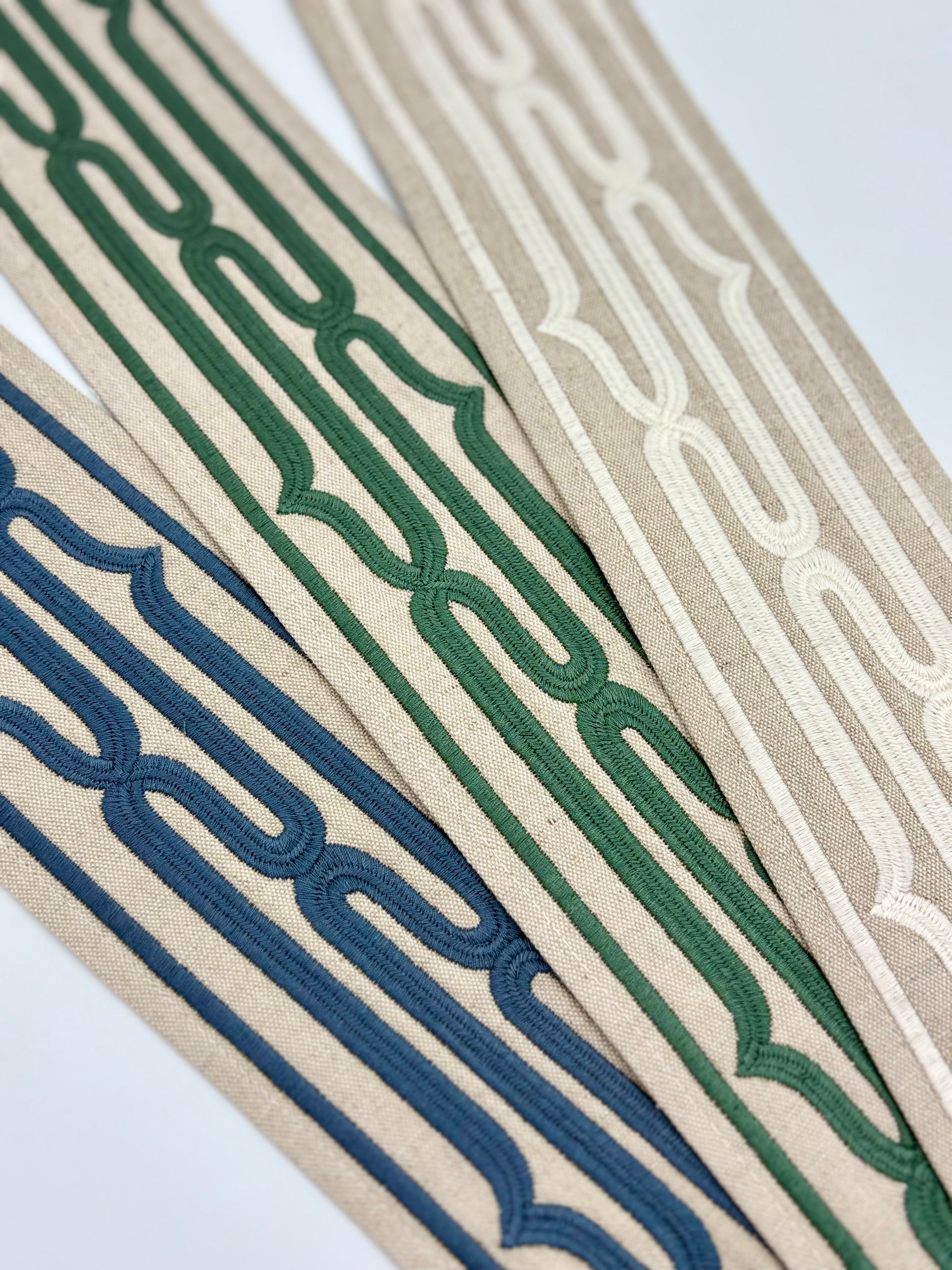 Curtains with Rollo Trim in Nimbus White