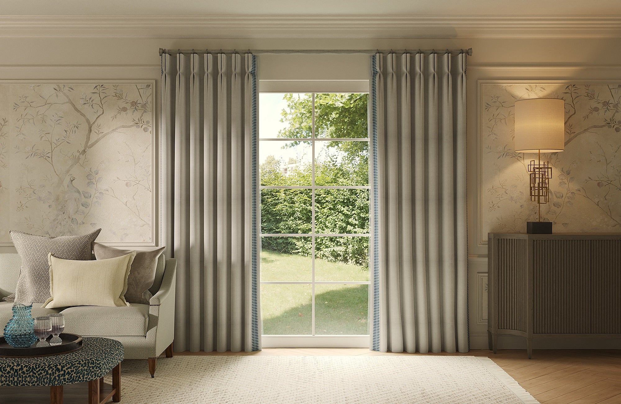 Curtains with YaYa Trim in Squadron Blue