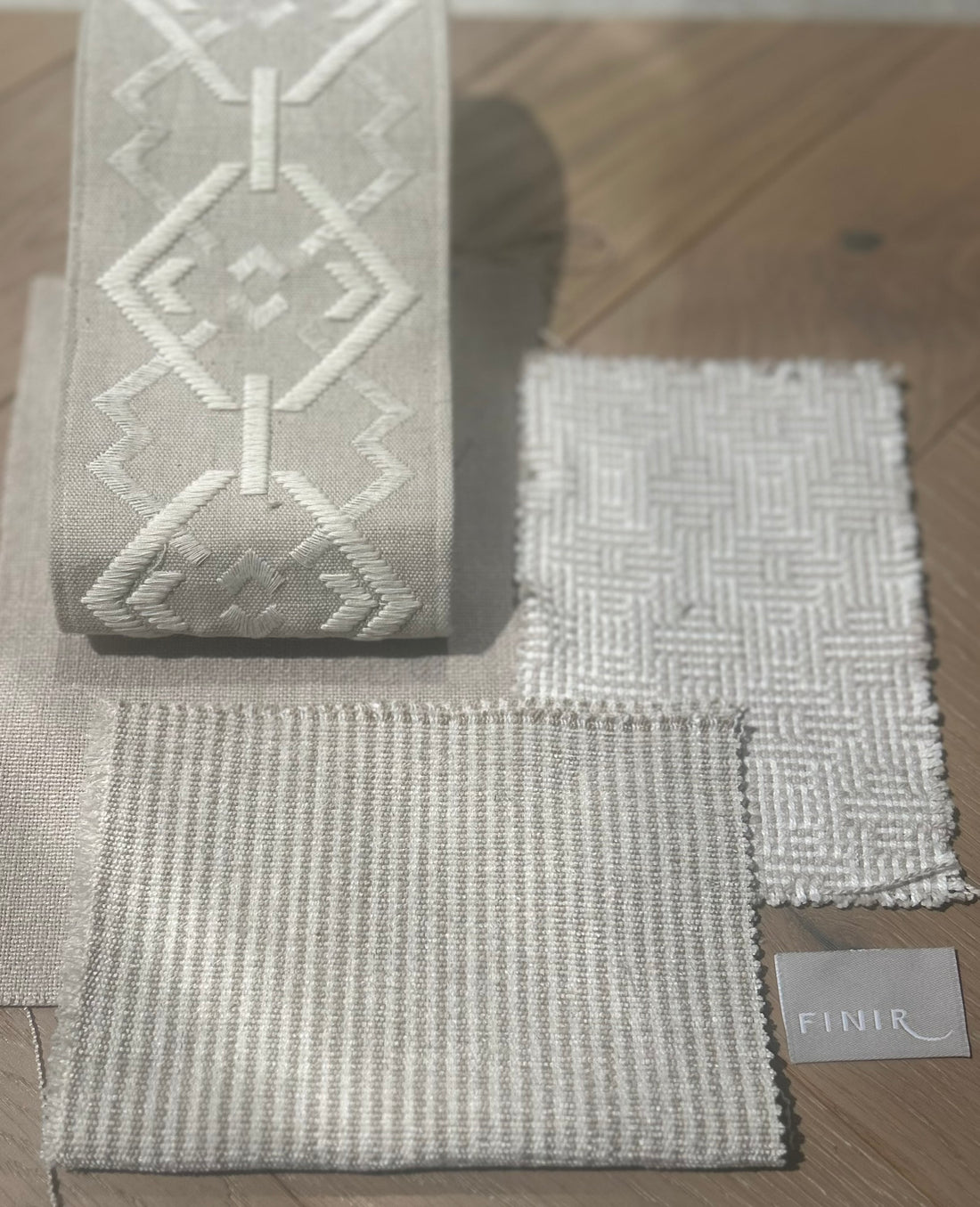 Curtains with Croix Trim in Nimbus White