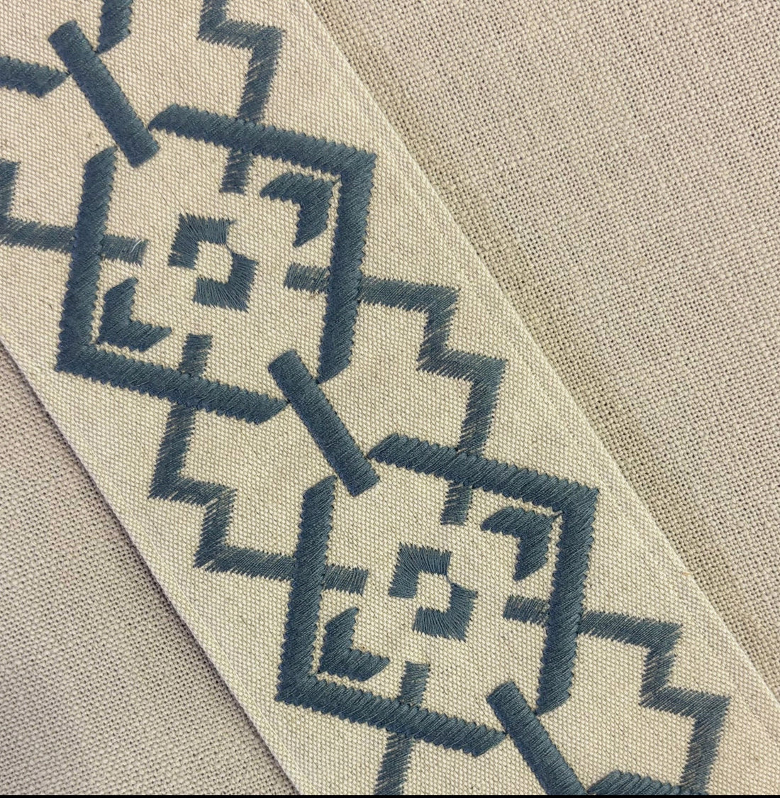 Curtains with Croix Trim in Squadron Blue - Single