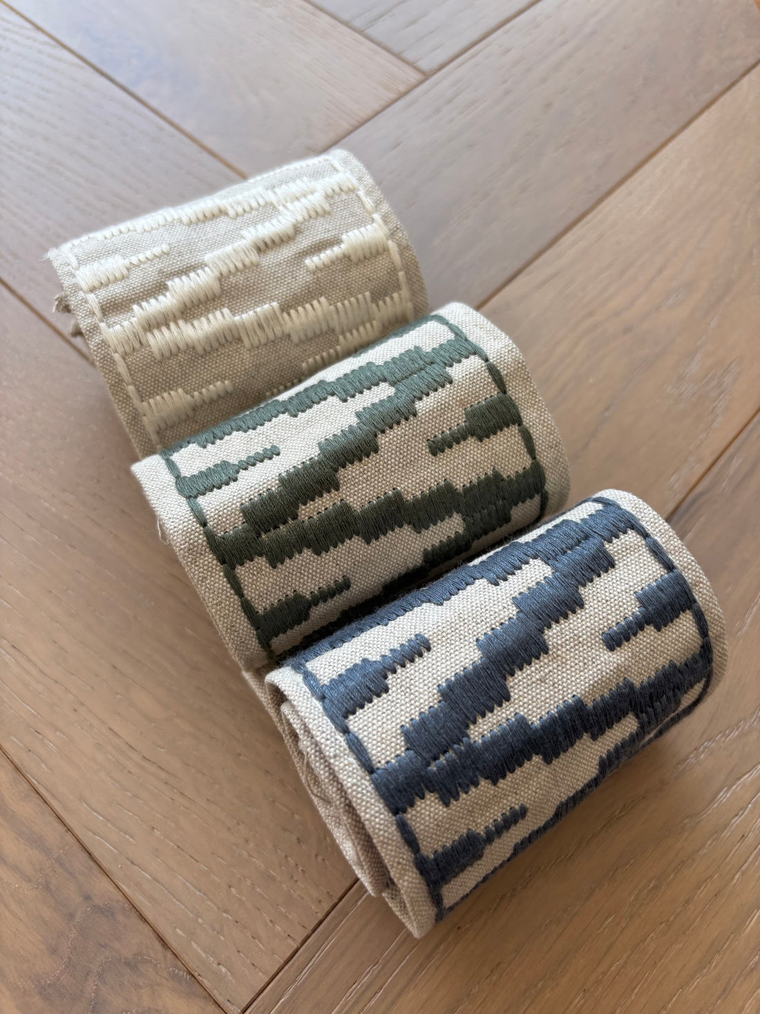 Roman Blinds with YaYa Trim in Squadron Blue