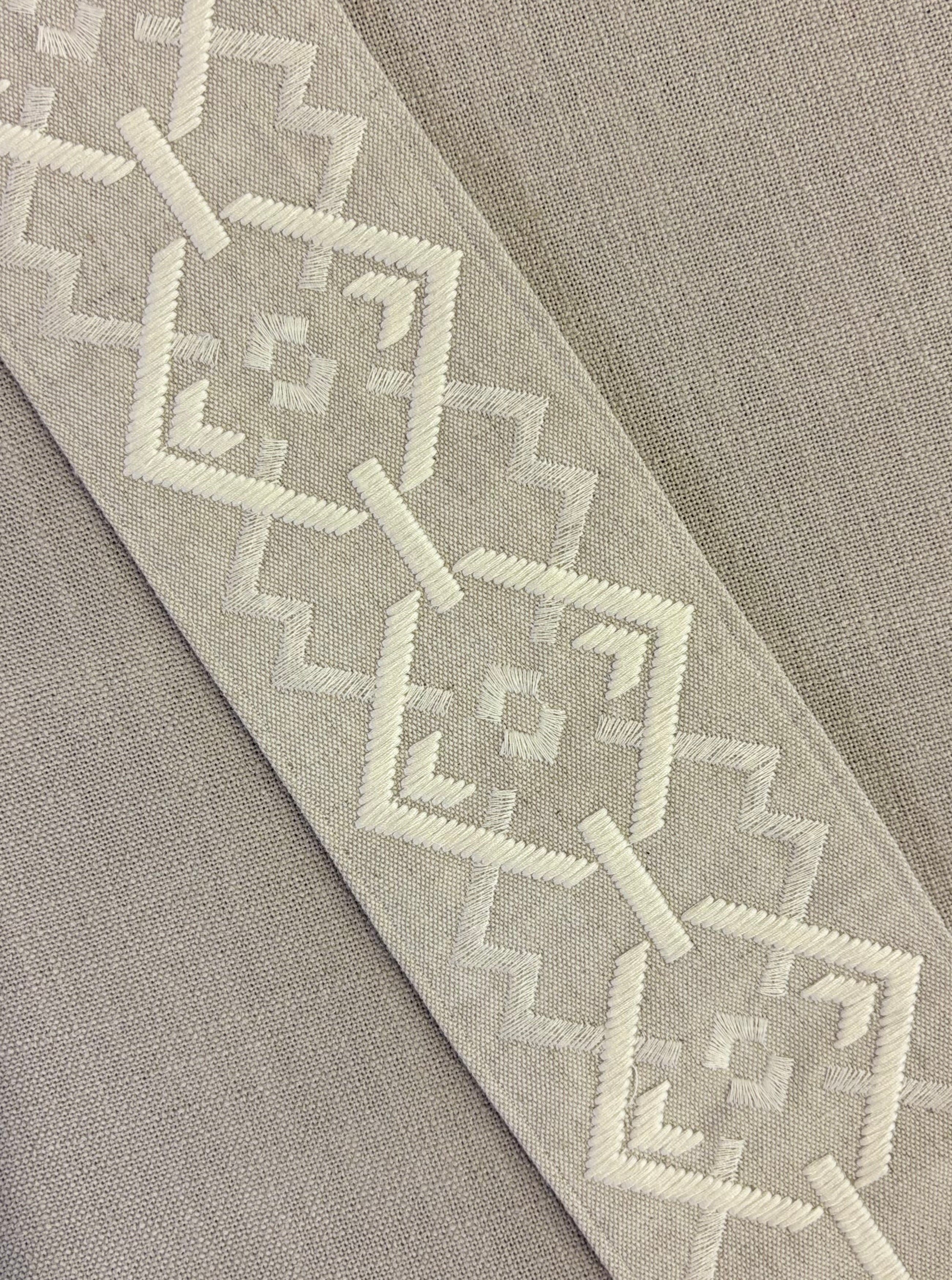 Curtains with Croix Trim in Nimbus White  - Single