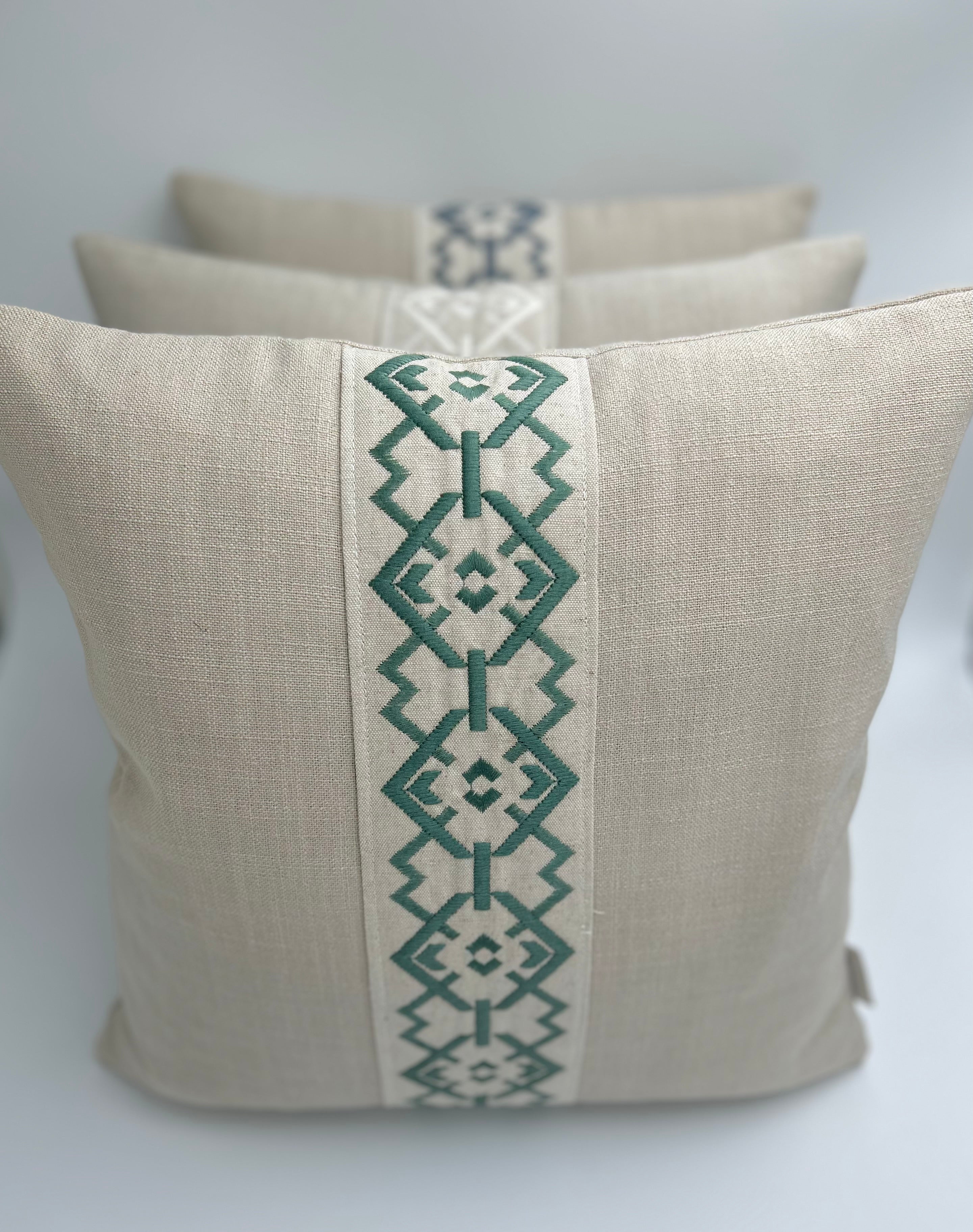 Eman Cushion Croix Celadon Green